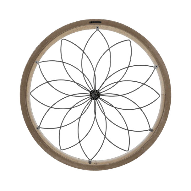 Distressed Chic Flower Metal and Wood Wall Decor