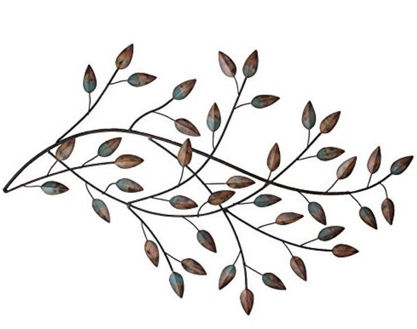 Distressed Metal Blowing Leaves Wall Decor