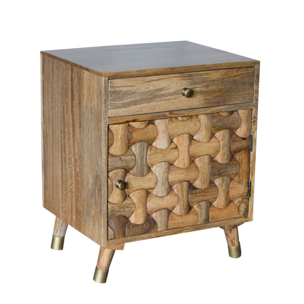 Natural Honey Wood Jigsaw Puzzle Nightstand