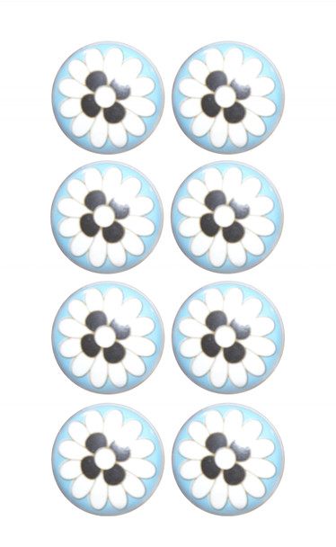 Charming Light Blue And Black Set of 8 Knobs