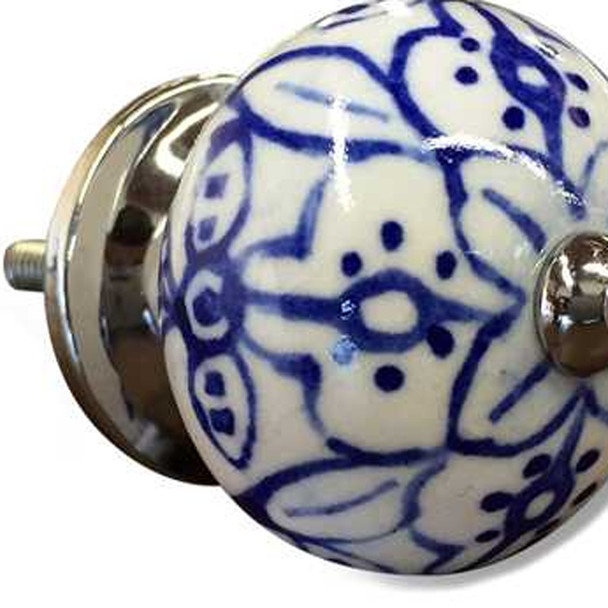 1.5" x 1.5" x 1.5" White Blue and Silver Knobs 12 Pack