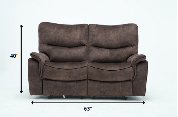 40" Elegant Dark Brown Fabric Loveseat