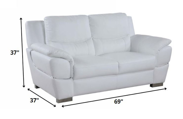 Chic White Leather Sofa Set