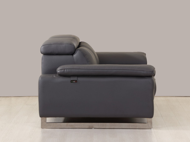 31" Tasteful Dark Grey Leather Loveseat