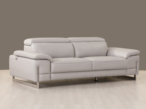 93" Tasteful Light Grey Leather Sofa Set