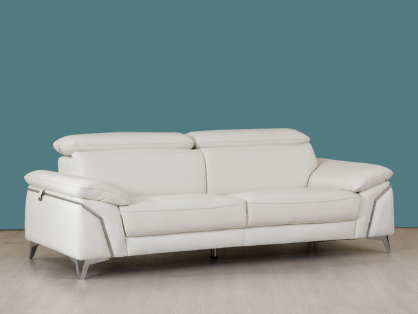 93" White Leather Sofa Set