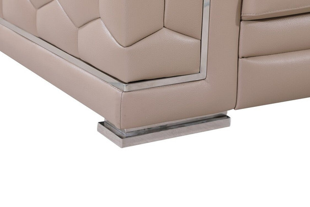 29to 38" Modern Beige Leather Loveseat