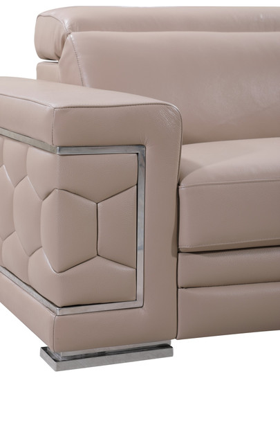 29to 38" Modern Beige Leather Loveseat