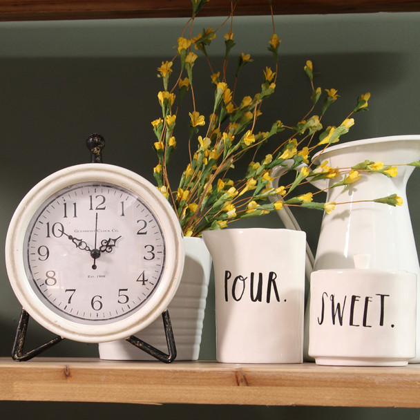 Rustic Black and White Table or Desk Clock