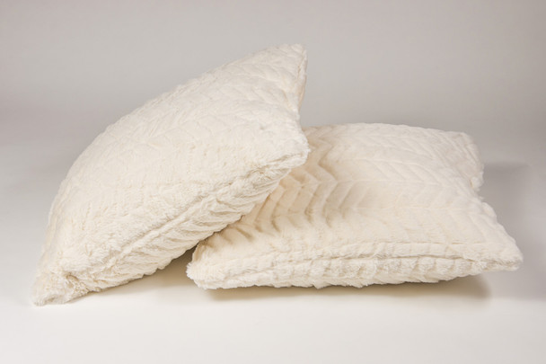 18" x 18" x 5" Crystal Off White Faux Fur  Pillow 2 Pack