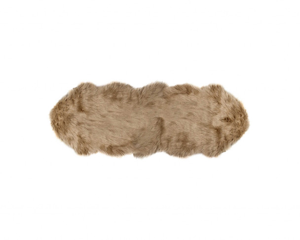 24" x 72" x 1.5" Tan Faux Sheepskin - Rug