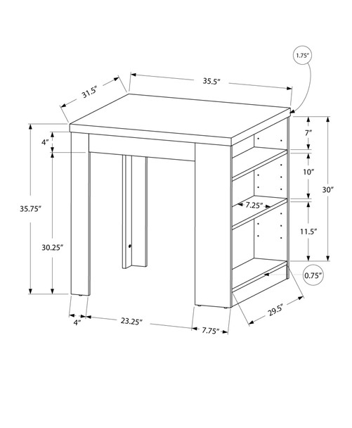 30" White Particle Board Hollow Core and MDF Counter Height Dining Table