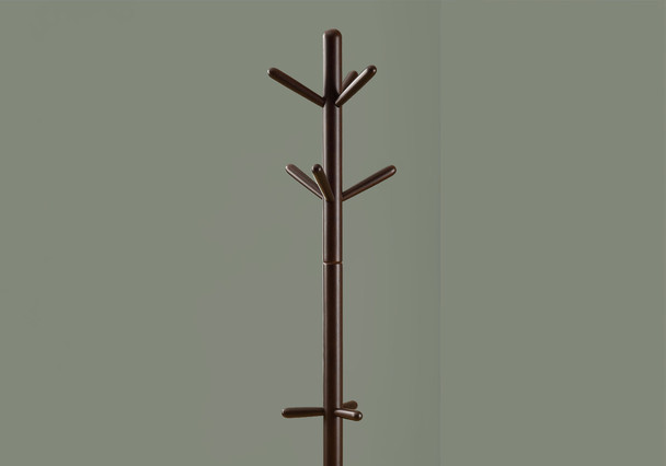 16.25" x 16.25" x 69" Cappuccino Solid Wood  Coat Rack