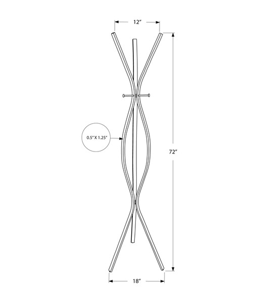 12" x 18" x 72" Silver  Metal  Coat Rack