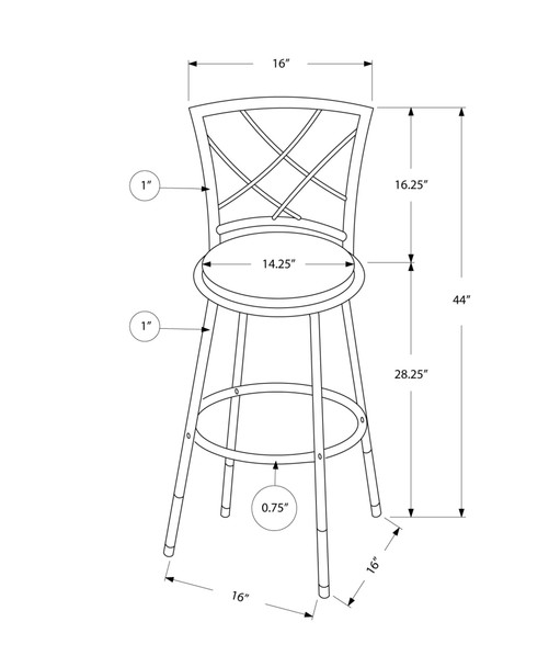 32" x 32" x 88" Black  Metal  Foam  LeatherLook  Barstool 2pcs