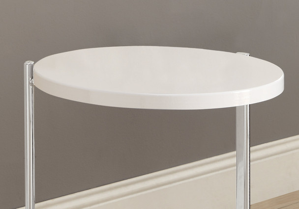 18.25" x 18.25" x 23.5" White Finish Laminate Metal Accent Table