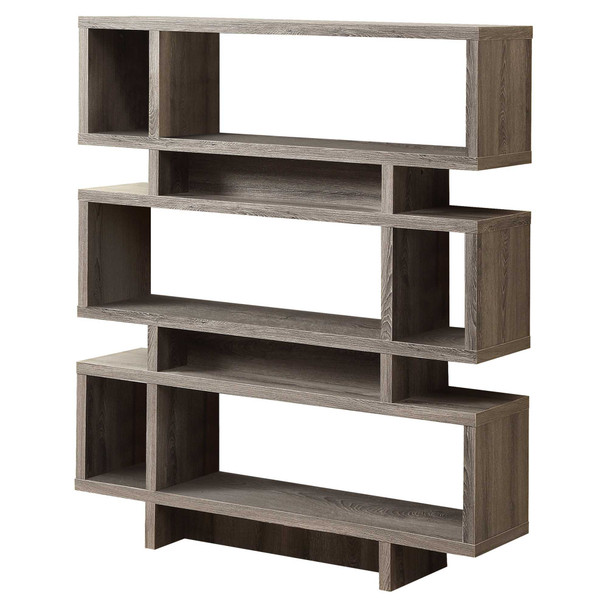 12" x 47.25" x 54.75" Dark Taupe Particle Board Hollow Core  Bookcase