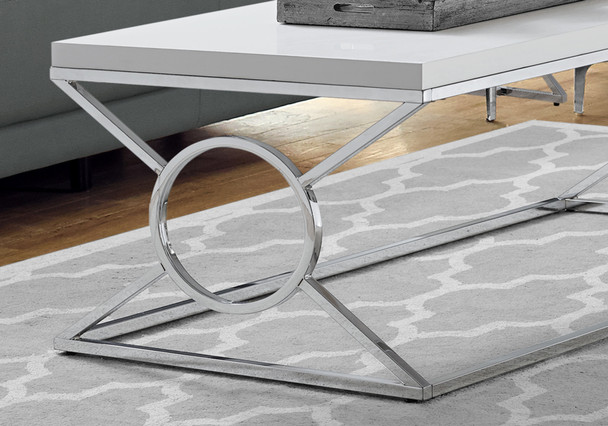 22" x 44" x 18.5" White Metal  Coffee Table