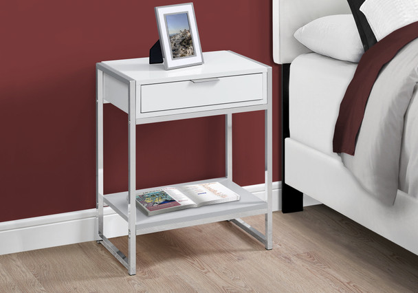 18.2" x 12.8" x 23.5" White Finish and Metal Accent Table