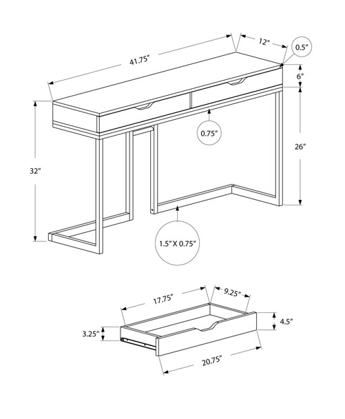 32" Grey Finish and Black Metal Accent Table