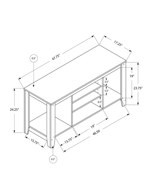 17.25" x 47.75" x 24.25" Cappuccino Particle Board TV Stand