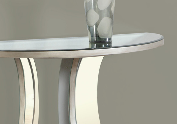 14.5" x 36" x 32" Brushed SilverMirror  Accent Table