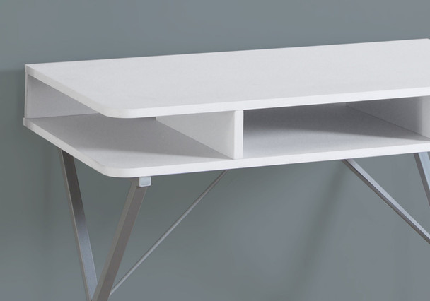 19.75" x 31.5" x 29.75" White Silver Metal  Computer Desk