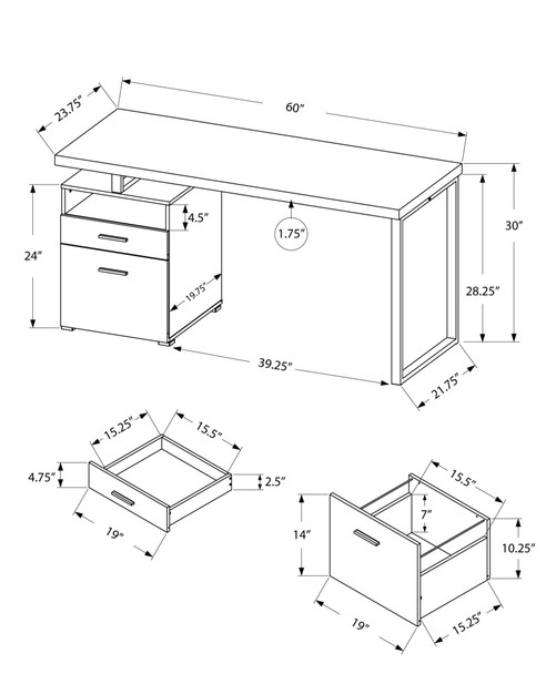 30" White Particle Board and Silver Metal Computer Desk