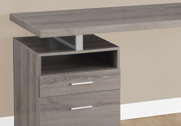23.75" x 60" x 30" Dark Taupe Silver Particle Board Hollow Core Metal  Computer Desk