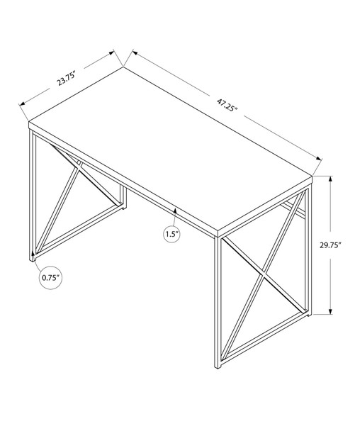 29.75" Glossy White Particle Board and Chrome Metal Computer Desk