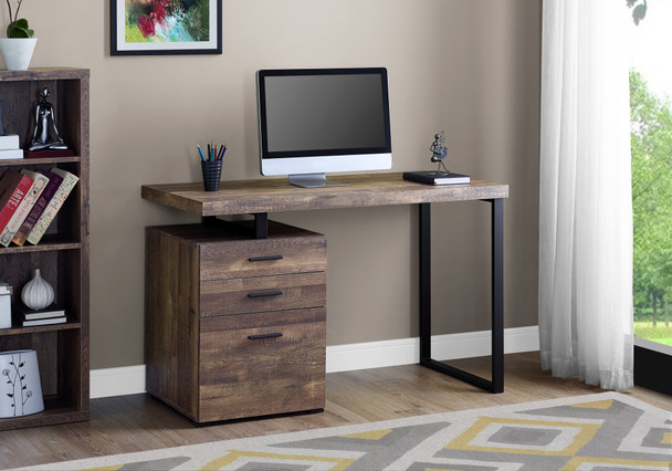 23.75" x 47.25" x 30" Brown Black Particle Board Hollow Core Metal  Computer Desk