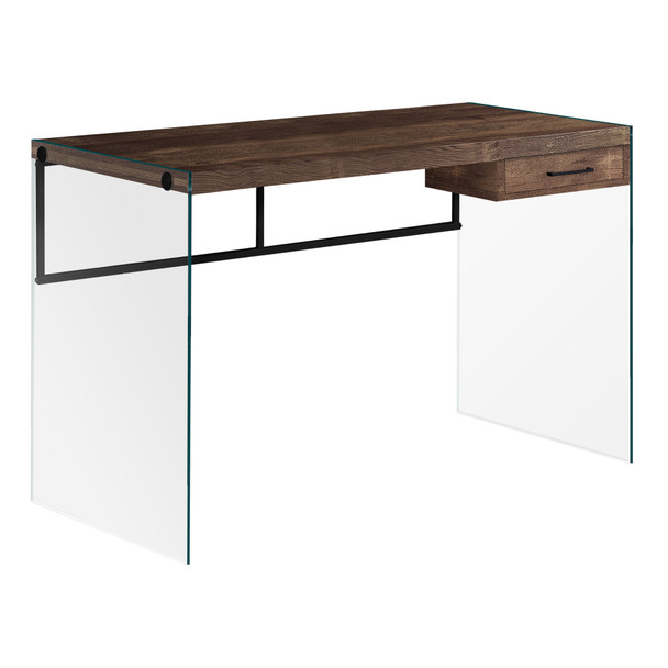23.75" x 48" x 30" Brown Black Clear Particle Board  Computer Desk