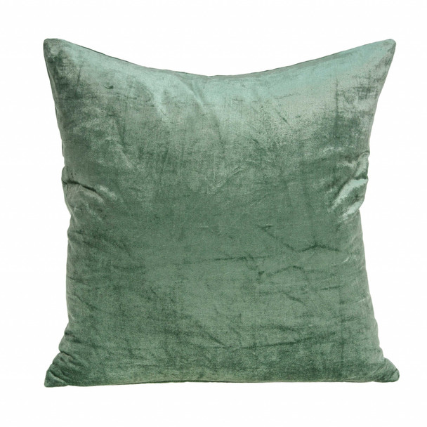 18" x 7" x 18" Transitional Green Solid Pillow Cover With Poly Insert