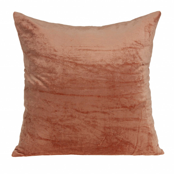 20" x 7" x 20" Transitional Orange Solid Pillow Cover With Poly Insert