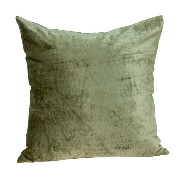 20" x 7" x 20" Transitional Olive Solid Pillow Cover With Poly Insert