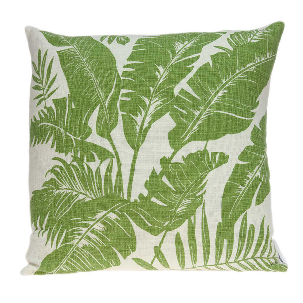 Tropical Green Palm Leaf Design Decorative Accent Pillow