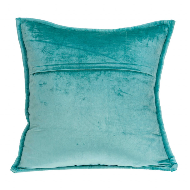 20" x 7" x 20" Transitional Aqua Solid Quilted Pillow Cover With Poly Insert