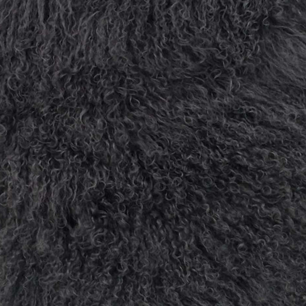 24" Charcoal Genuine Tibetan Lamb Fur Pillow with Microsuede Backing