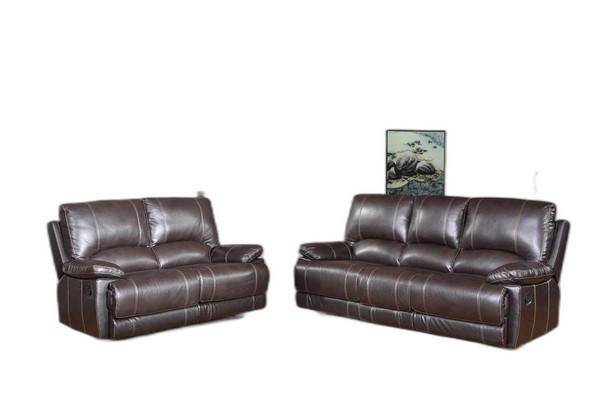 76'' X 40''  X 41'' Modern Brown Leather Sofa And Loveseat