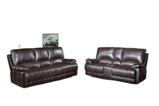 76'' X 40''  X 41'' Modern Brown Sofa With Console Loveseat