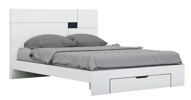 60'' X 80''  X 43'' Modern Queen White High Gloss Bed