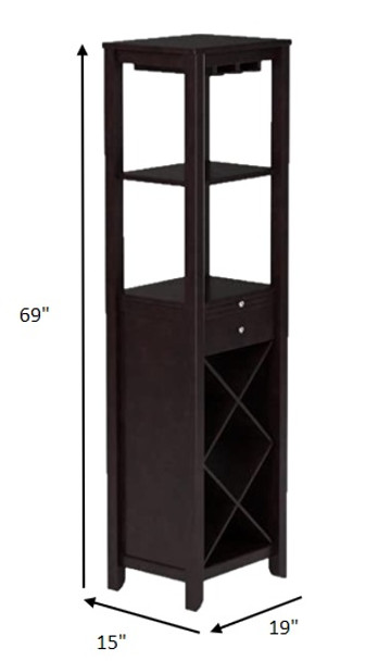 Modern Style Umber Finish Wood Wine Cabinet