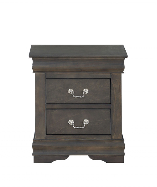 Dark Gray Wooden 2 Drawer Nightstand