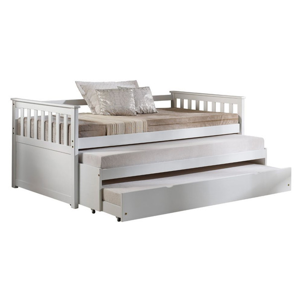 43" X 80" X 32" White Wood Daybed & Pull-Out Bed
