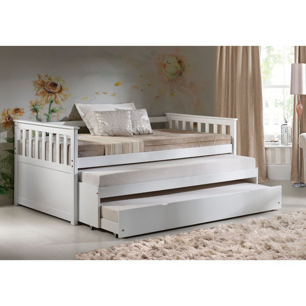 43" X 80" X 32" White Wood Daybed & Pull-Out Bed