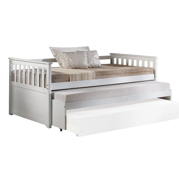 43" X 80" X 32" White Wood Daybed & Pull-Out Bed