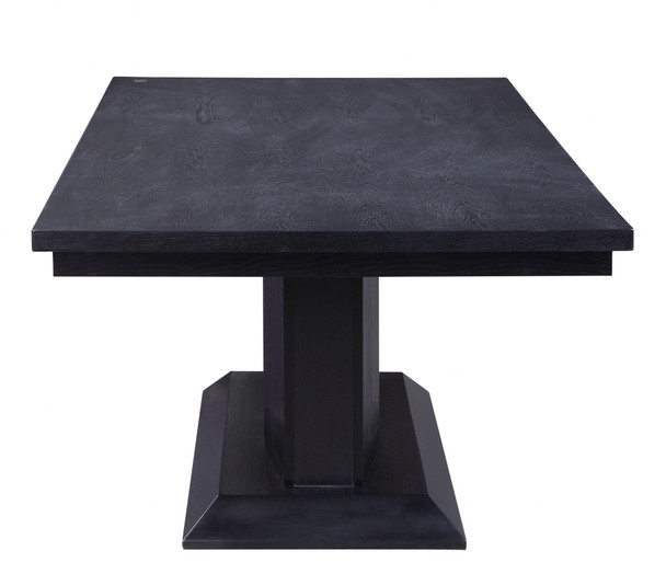 40" X 76" X 30" Black Wood LED Glass Dining Table