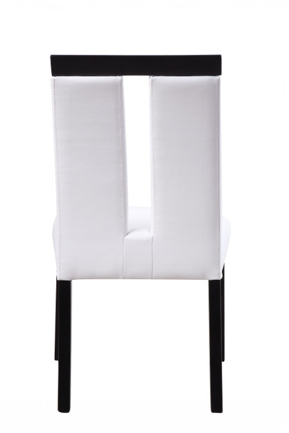 21" X 26" X 39" White Faux Leather Upholstered Seat and Black Wood Side Chair