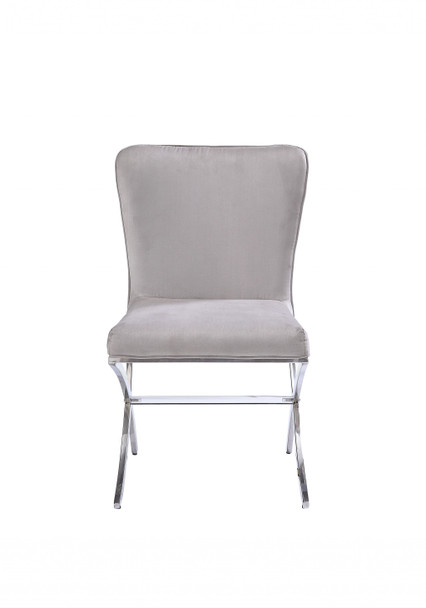 24" X 19" X 35" Velvet Chrome Metal Upholstered Seat Side Chair Set2