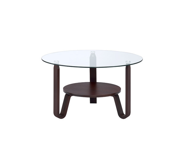 31" X 31" X 18" Dark Walnut Clear Glass Wood Coffee Table